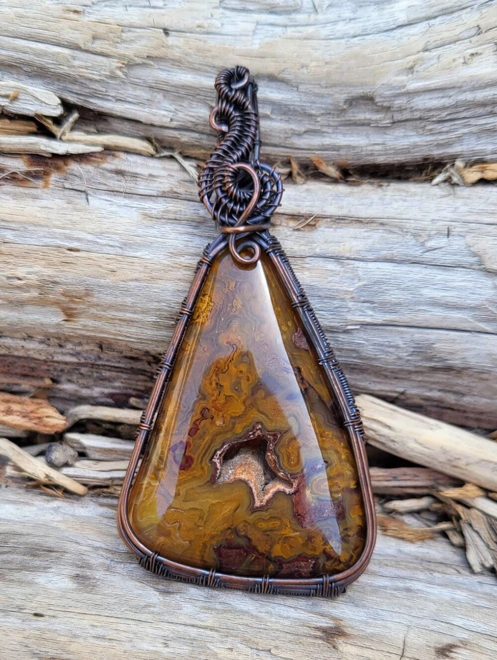 Handcrafted Designer Cabochon Crazy Lace Agate Pendant
